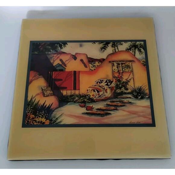 Leanin' Tree Dorman Burns Tile Painting Southwest Landscape Encantada Easel Back - Picture 2 of 5